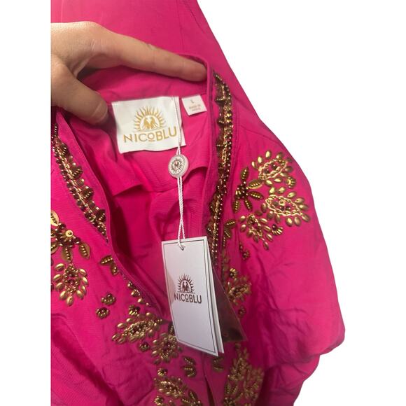 NicoBlu Callista Tunic – Hot Pink with Gold Embellishments - Picture 5 of 7